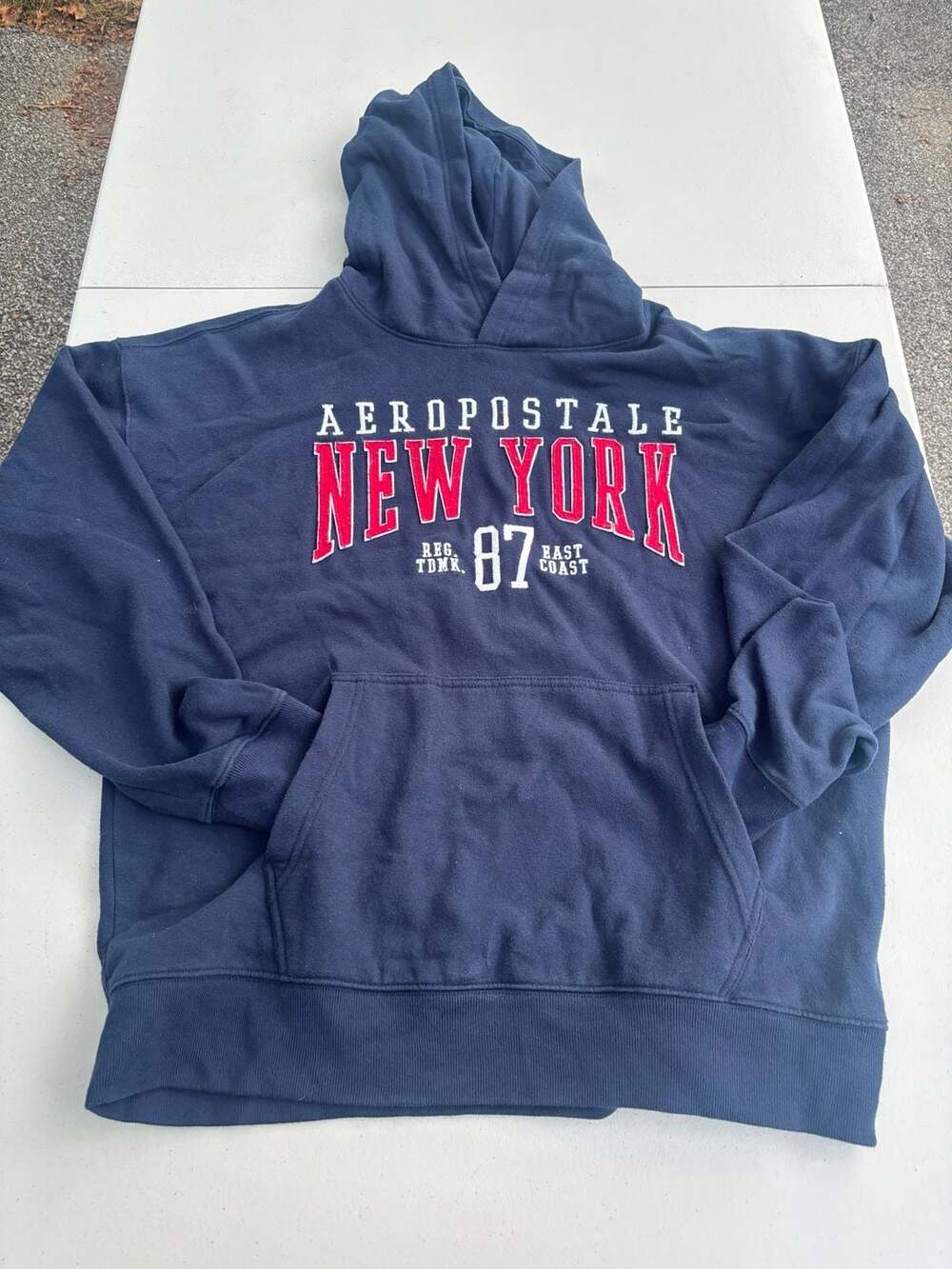 Aeropostale New York 87 Hoodie Medium Navy Blue Pullover Sweatshirt